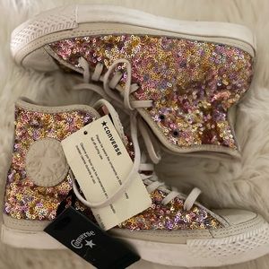 NWT sequin high top converse